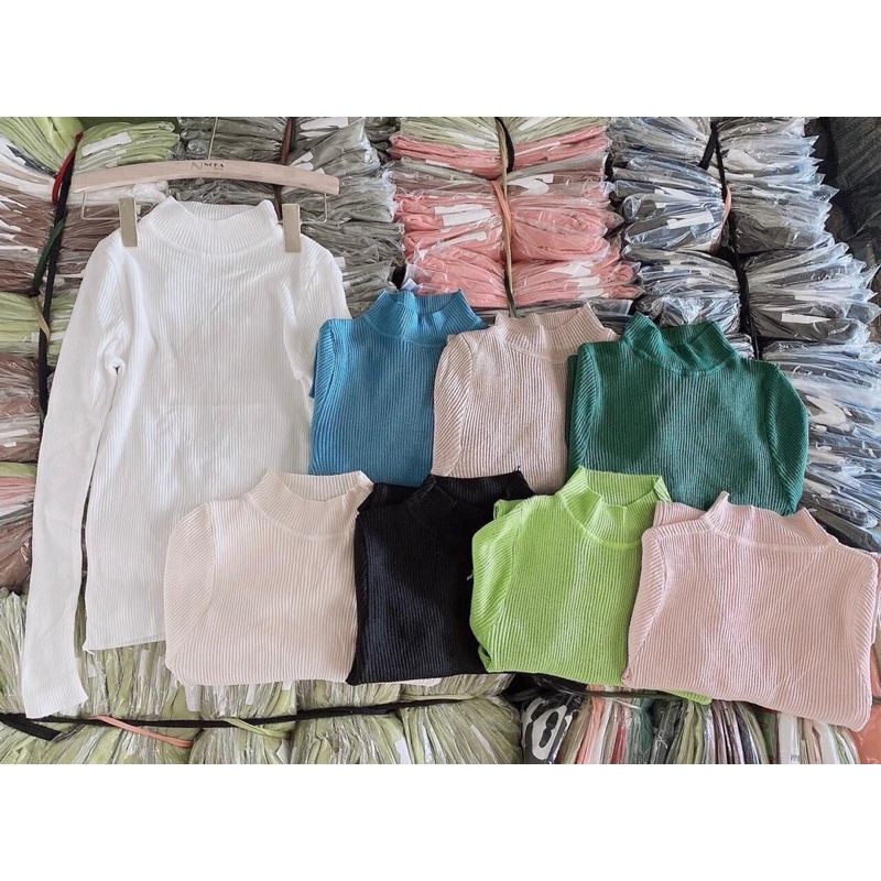 Áo len tăm cổ 3 phân chất đẹp co dãn