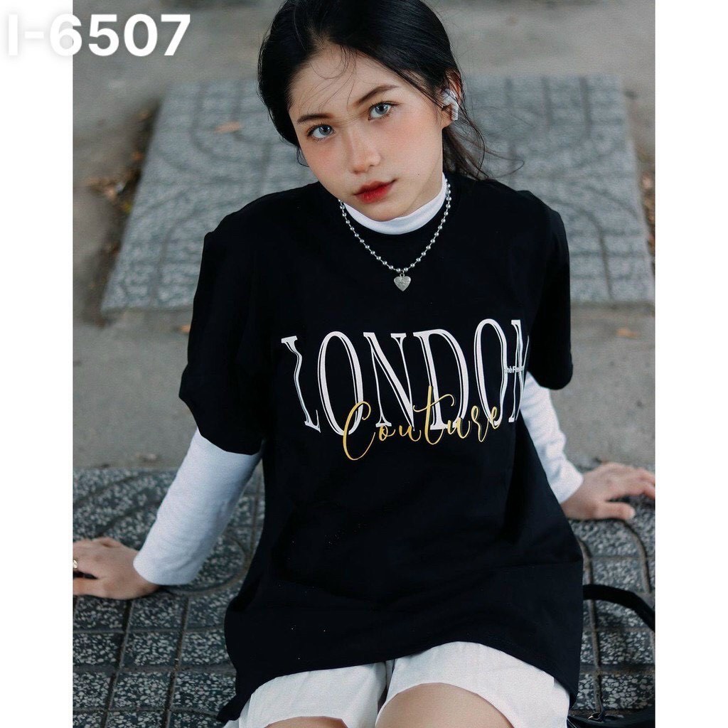 Áo Thun Tay Ngắn/Lỡ Unisex LONDON vải cotton màu ĐEN/TRẮNG 🦋/Nam nữ unisex Hàn Quốc