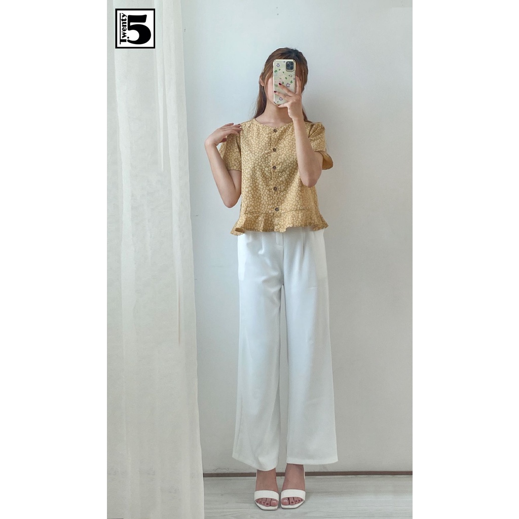 Áo sơ mi nữ không cổ, bèo đuôi cá Twentyfive A16