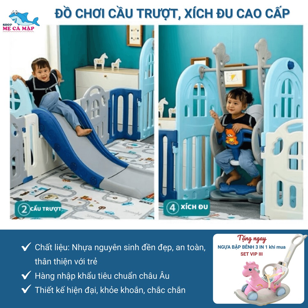 [Mã SKAMPUSH8 giảm 10% đơn 200K] Quây cũi nhựa liên hoàn HOLLA 2021, Set VIP quây cũi cầu trượt xích đu hàng đẹp