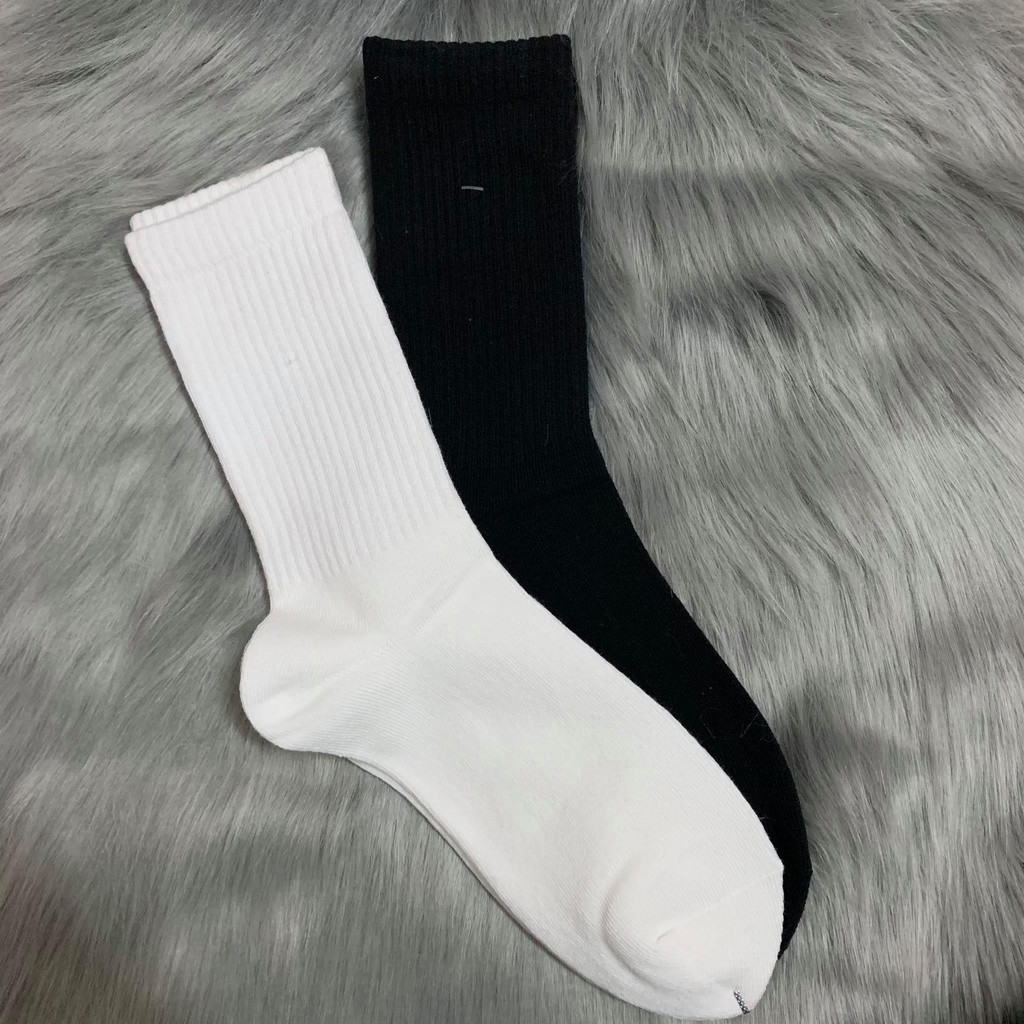 Combo 5 đôi TẤT (VỚ) cổ dài TRẮNG/ĐEN được dệt bằng 100% SỢI TRE