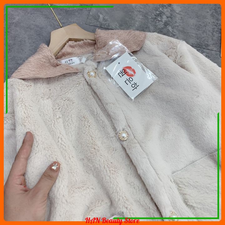 [Hot Trend] - Áo Khoác Lông Cừu Cổ Bẻ Tay Dài Dáng Rộng Kèm Túi- Phong Cách Hàn Quốc -Ảnh Thật Trả | BigBuy360 - bigbuy360.vn