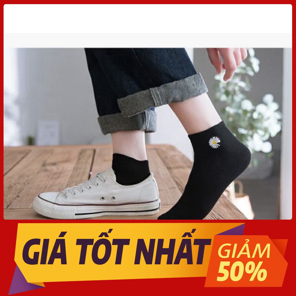 [Sale toàn shop]combo 10đôi TẤT VỚ NAM NỮ MANG GIÀY CỔ TRỤ HOA CÚC 300 SIÊU DỄ THƯƠNG