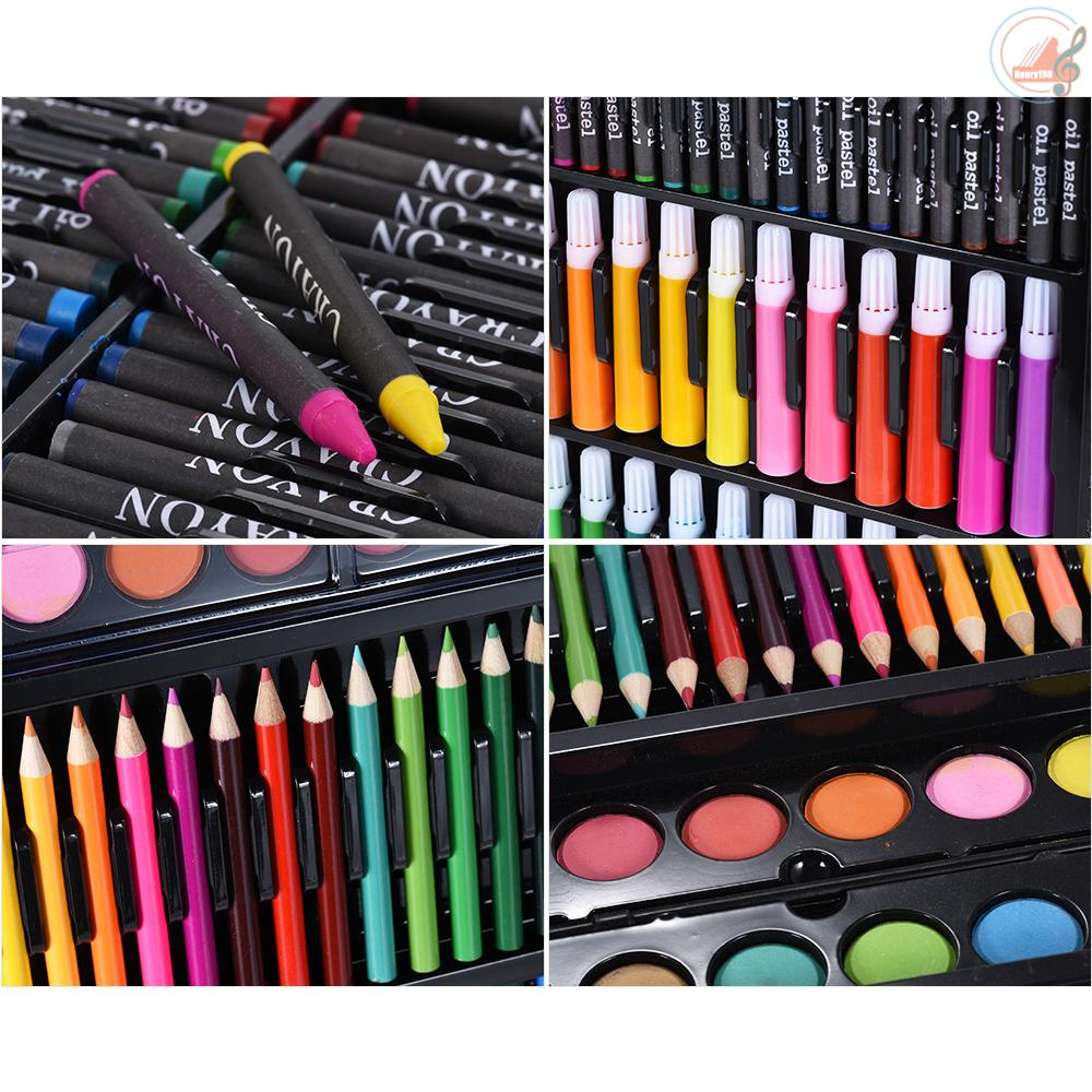 168pcs Drawing Pen Art Set Kit Painting Sketching Color Pencils Crayon Oil Pastel Water Color Glue with Case for Children Kids