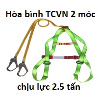 Dây toàn thân 2 treo 2 móc 2.500kg (HÒA BÌNH) (TCVN), dây bảo hộ, đai bảo hộ lao động