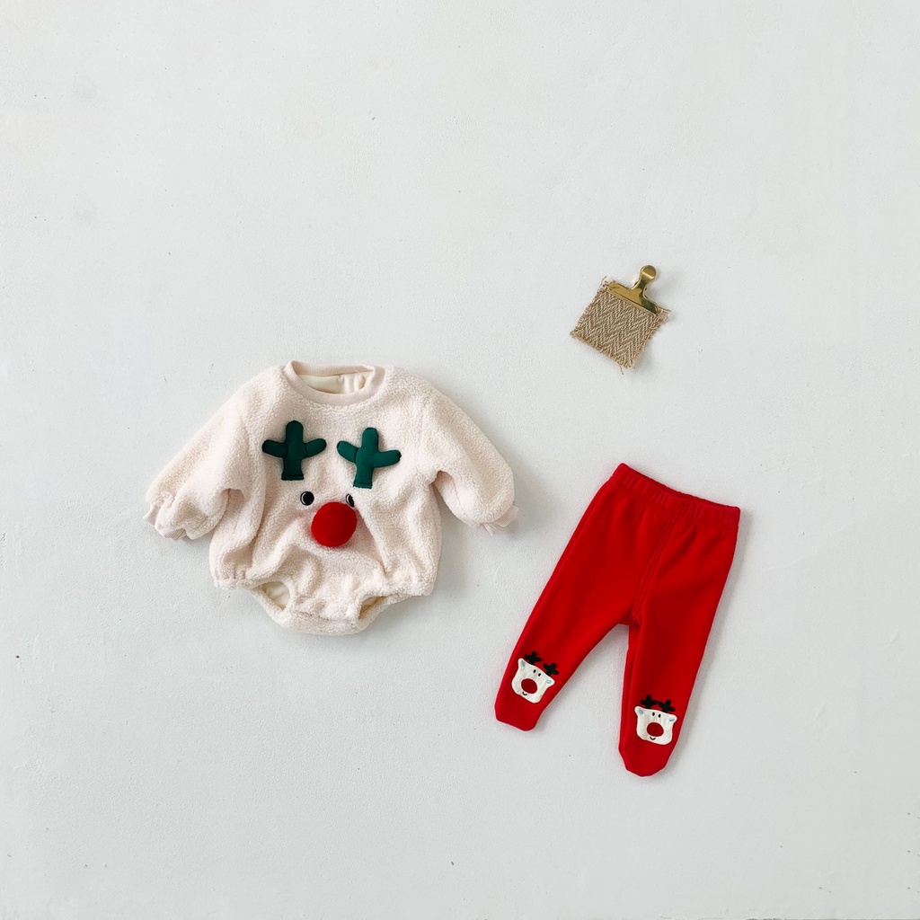 Baby Winter Clothes Newborn Cartoon Christmas Long Sleeve Warm Romper