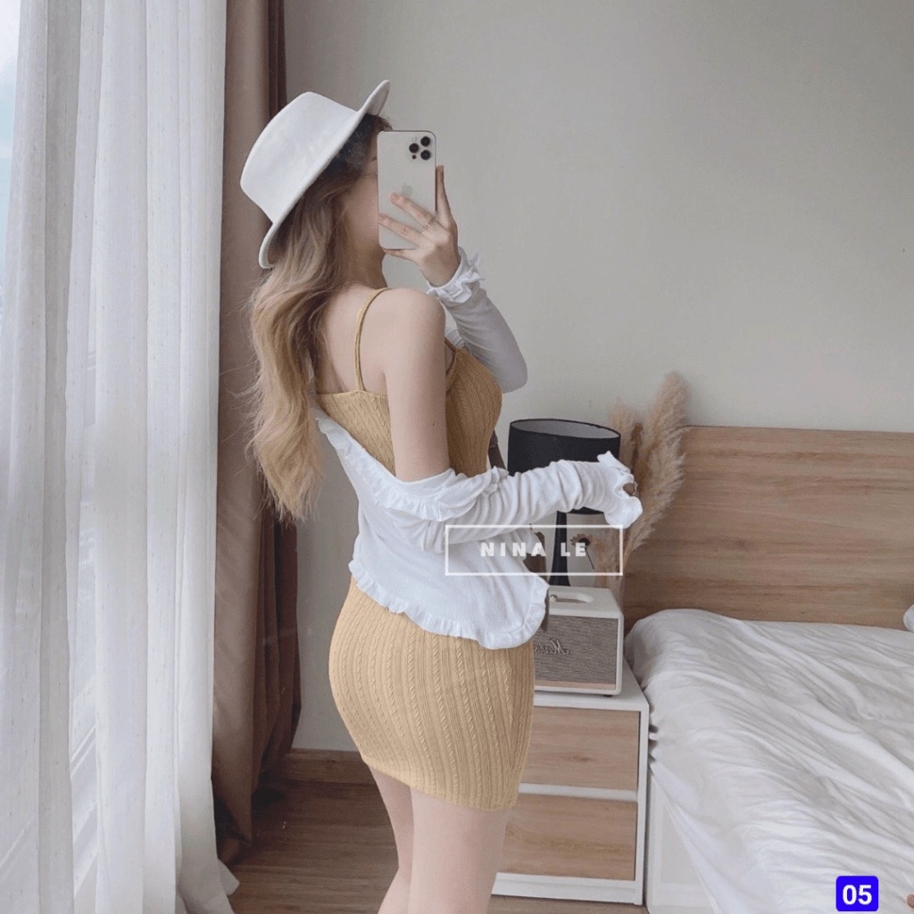 [ COMBO ÁO/VÁY ] SET ĐẦM GÂN/ ÁO KHOÁC COTTON, CHẤT VẢI THOÁNG MÁT, PHONG CÁCH TIỂU THƯ HÀN QUỐC, DỄ PHỐI ĐỒ, ĐI LÀM/ ĐI