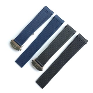Thick silicone watch strap for TAG Heuer AQUARACER300 series rubber wristband 22mm black blue
