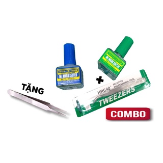 Combo dung dịch làm mềm và dính decal mark setter softer Mr.Hobby và Nhíp gắp decal CB100