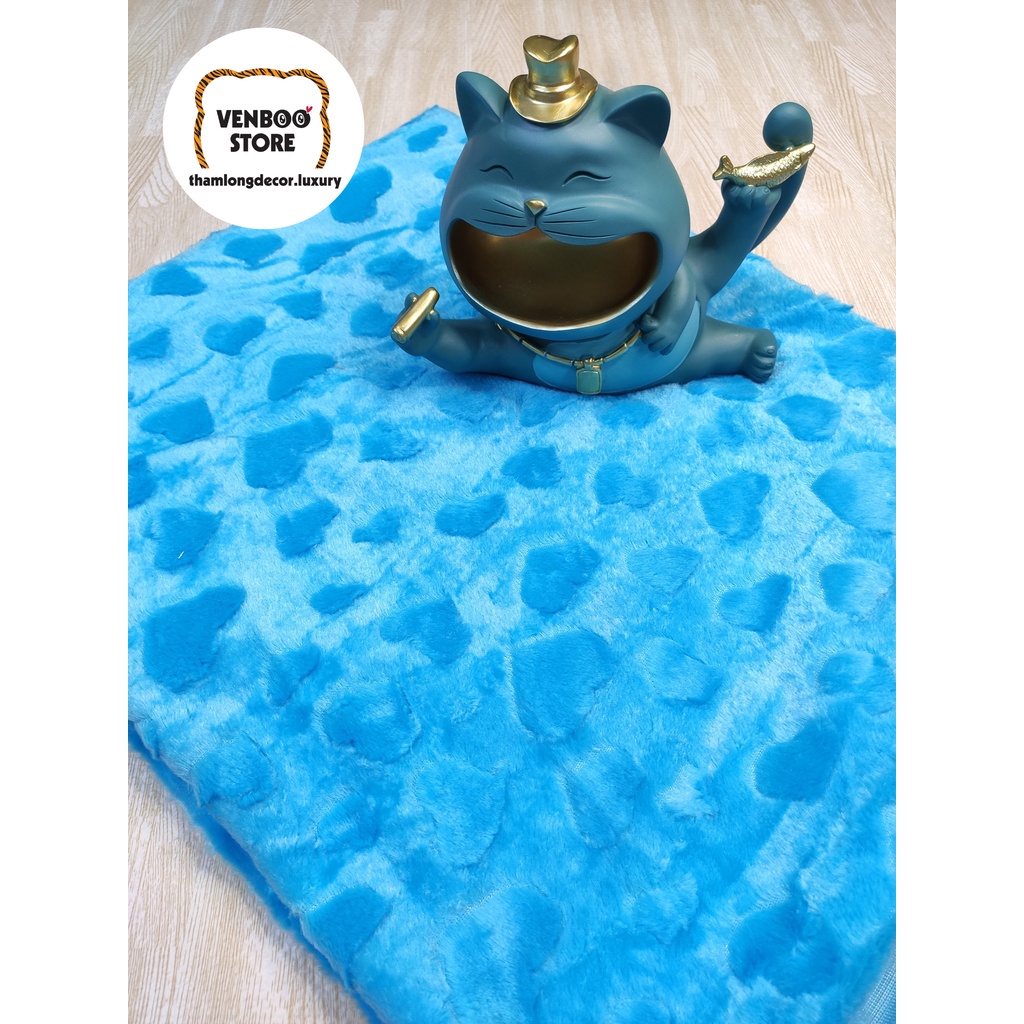🔥 100x80cm Vải lông xoắn velboa may gấu bông outfit doll | Khăn trải bàn decor | Xanh Sea xoắn