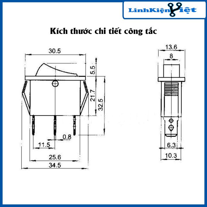 Công tắc bập bênh KCD3-103 3 chế độ 250V 16A