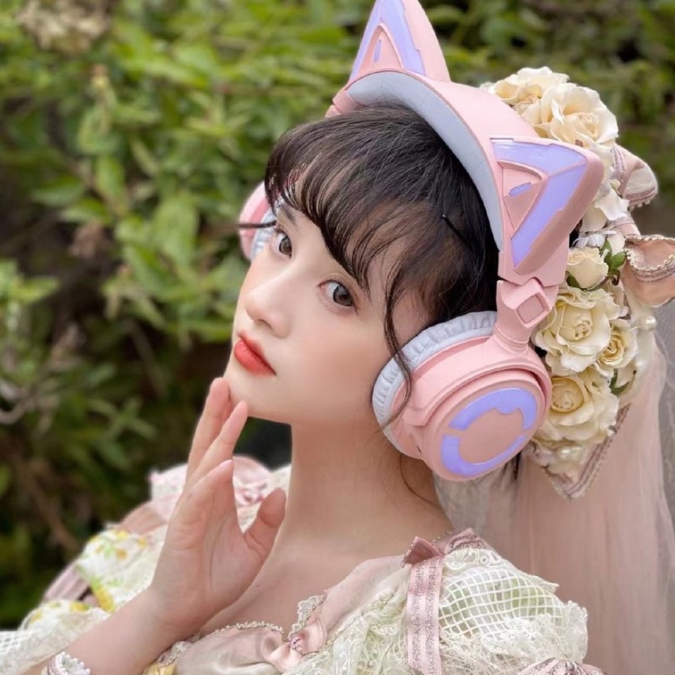 Tai nghe tai mèo Demon Dance YOWU Cat Ear Headphone 4 phiên bản Cherry Blossom Pink.