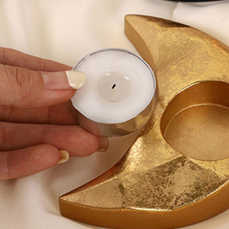 Khay Giá Đỡ Nến Hình Trăng Sao Chất Liệu Resin Phong Cách Bắc Âu