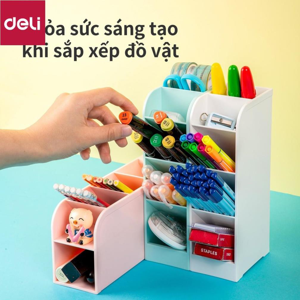 Kệ ống đựng bút mỹ phẩm 5 ngăn Deli - Xanh/ Trắng/ Hồng - 8932/ 8933 [Deli]