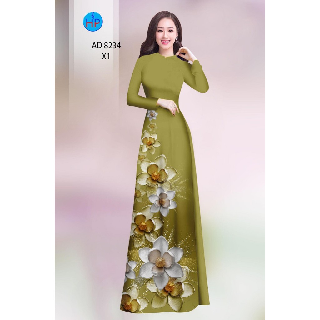 Vải áo dài hoa phàn eo tà cực duyên AD8234