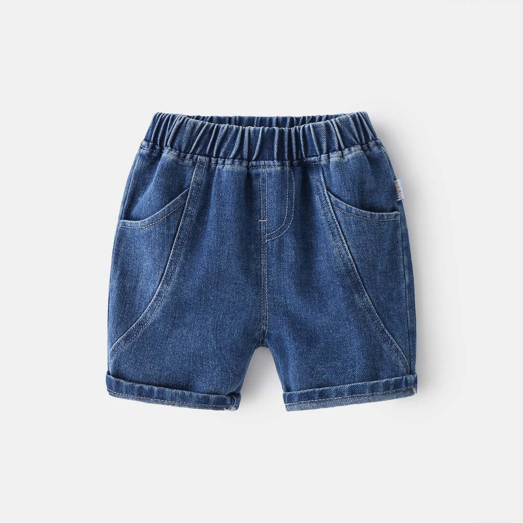 Quần Jean cho bé WELLKIDS quần short Jean họa tiết đơn giản chất bò mềm hàng xuất Âu Mỹ