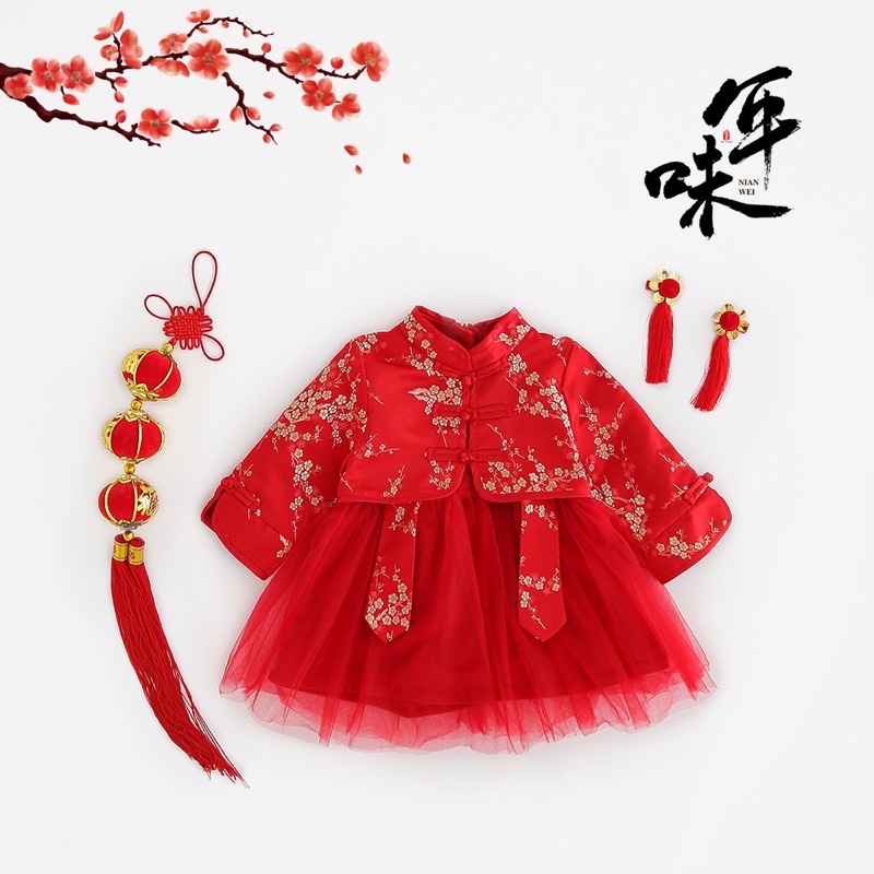 Váy tết lót lông cho bé gái