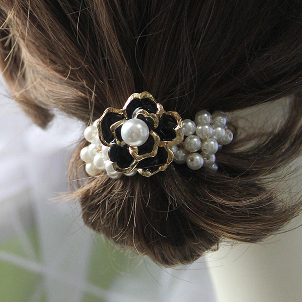 Dây Buộc Tóc Cao Su Co Giãn Đính Hoa Lấp Lánh Thời Trang Cho Nữ