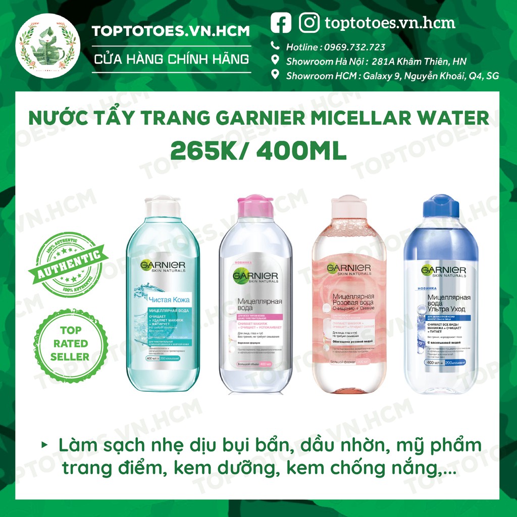 Nước tẩy trang Garnier Micellar Water tẩy sạch êm dịu cho mặt-mắt-môi