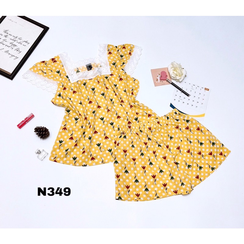 Bộ Đùi Tole Lanh Phối Ren Cổ Vuông