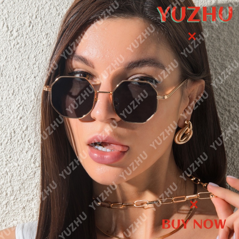 Kính Mát Thời Trang Khung Đa Giác Gọng Kim Loại Kiểu Retro Cho Nữ