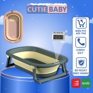 Chậu/Bồn/Thau Tắm Gập Gọn Cutiebaby Size To, Sẵn Nhiệt Kế Cho Bé Trai, Gái, Trẻ Sơ Sinh Từ 0 Tháng Tuổi