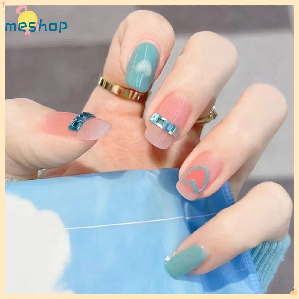 Set 24 Móng Tay Giả Ngắn / Tròn / Vuông Có Thể Tháo Rời