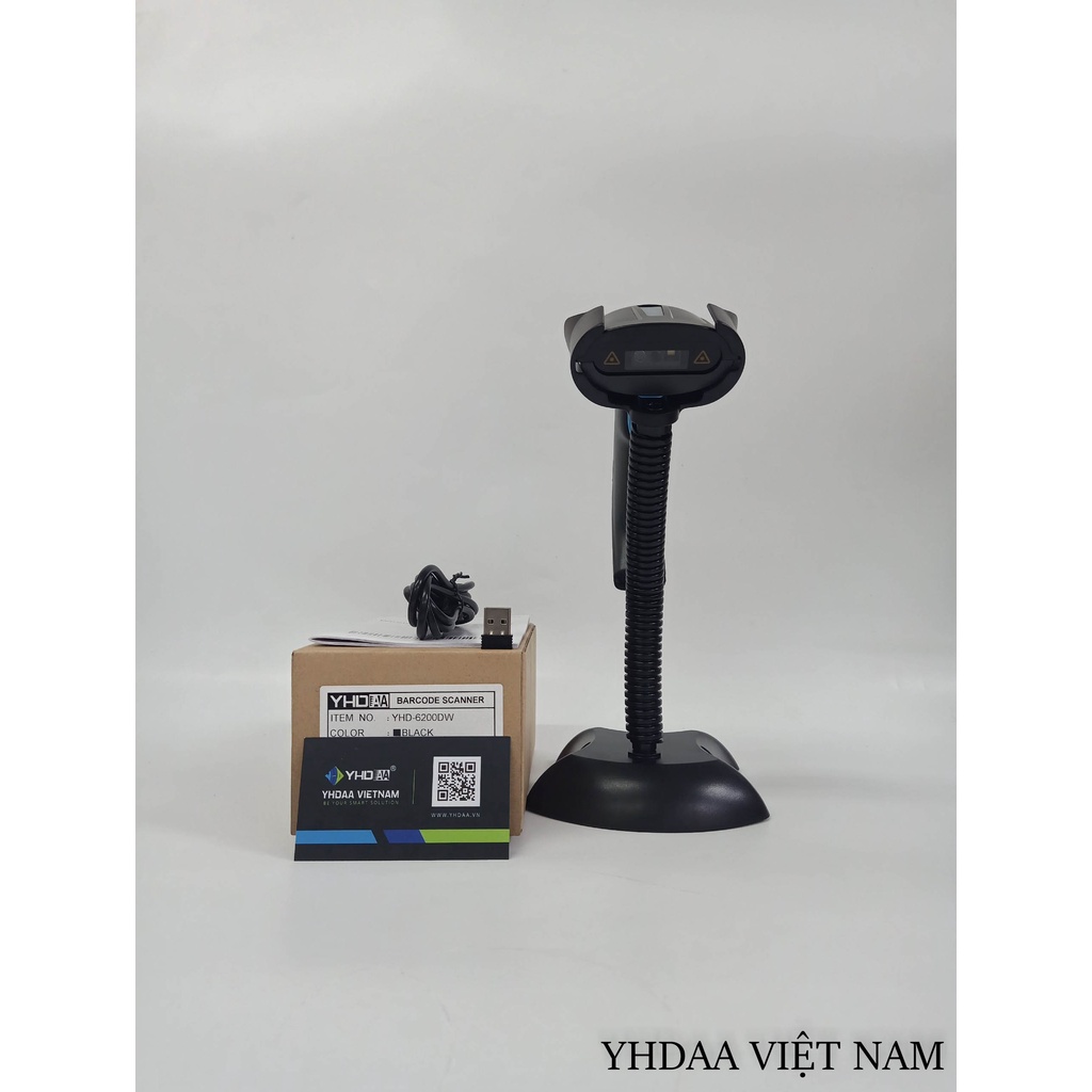 Máy đọc mã vạch không dây 2D YHD 6200DW, Đầu đọc mã vạch Barcode(1D) Qrcode(2D) kết nối USB/ Có dây dùng trên Laptop, PC