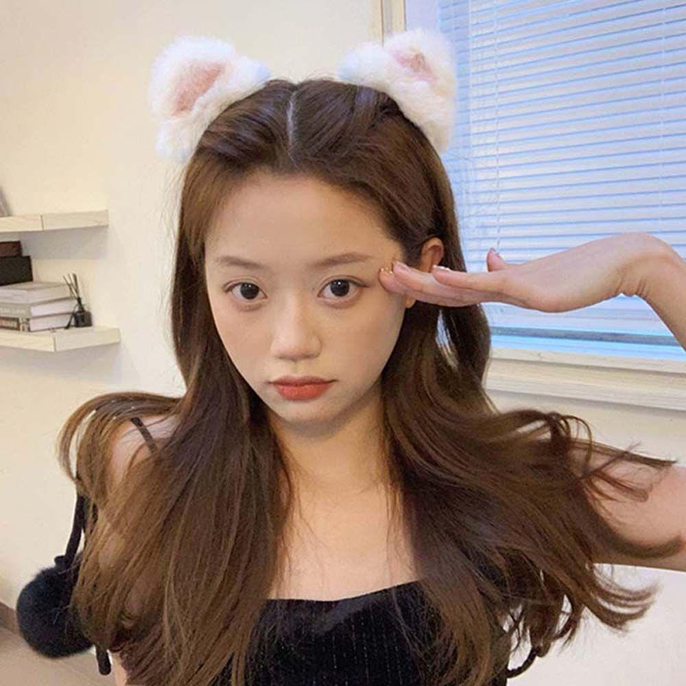 JARRED Kẹp Tóc Tai Mèo Phối Lông Mềm Mại Phong Cách Lolita Đáng Yêu