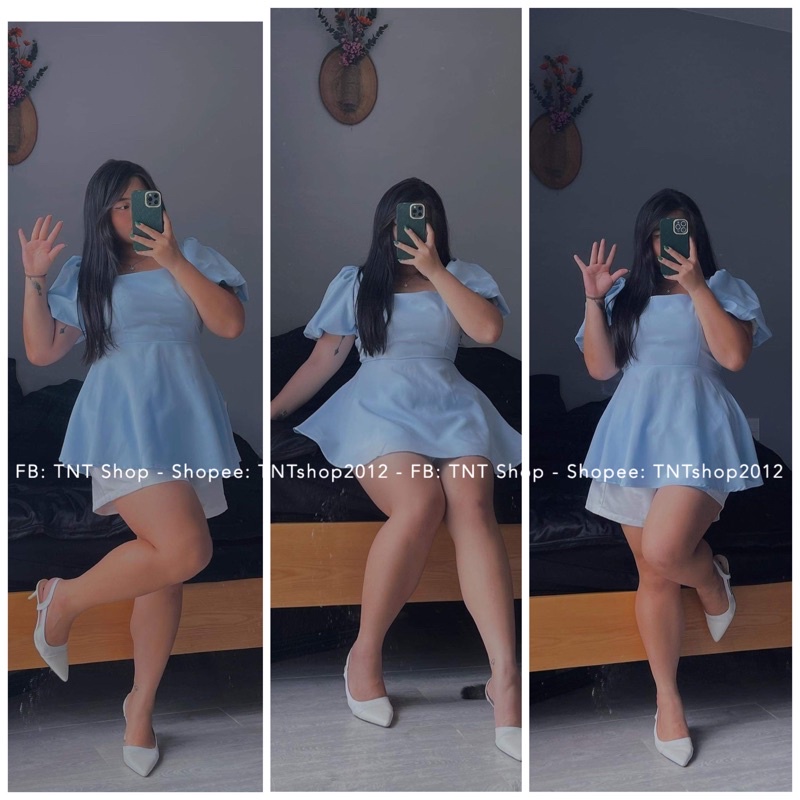 SET 2 MÓN ÁO BABYDOLL HỞ LƯNG TAY BỒNG VÀ QUẦN TAFTA