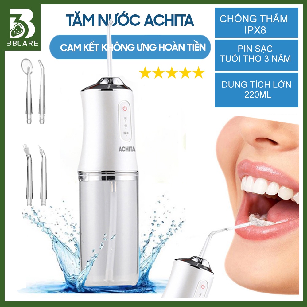 Tăm nước ACHITA A22 4 đầu phun cực khỏe, máy vệ sinh răng miệng an toàn- Shop 3B Care