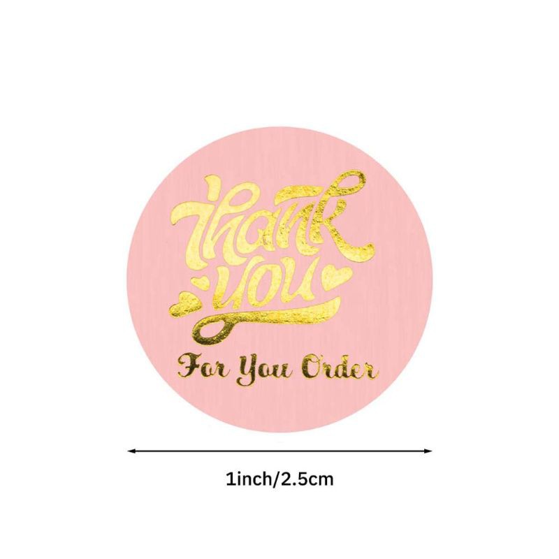 Cuộn 500 nhãn dán chữ Thank You màu hồng dễ thương