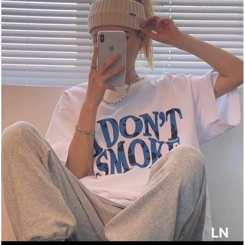 Áo phông SMOKE chữ xanh DA6