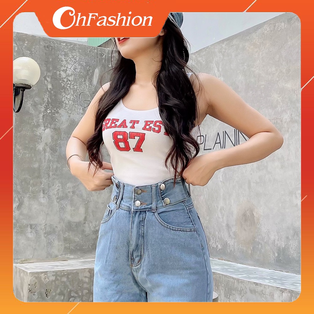 DEAL SỐC_Quần Jeans Nữ Ống Rộng 2 Hàng Khuy Cao Cấp OHS3800