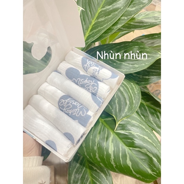 (Nhùn nhùn)Khăn sữa Mipbi/ khăn tắm sợi tre Mipbi cao cấp 30*30( set túi 10 c/ set hộp 6c như hình)