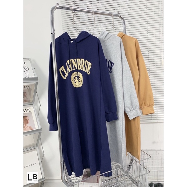 váy nỉ hoodie mũ dáng dài