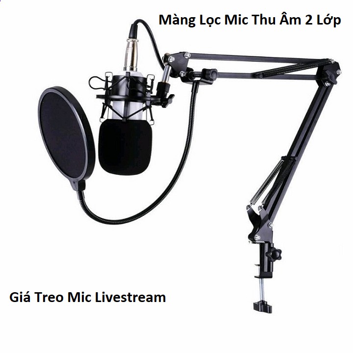 Màng Lọc Âm và Chân Kẹp mic Thu Âm -Giá Đỡ Mic Livestream - Kẹp Bàn Treo Mic và Màng Lọc POP