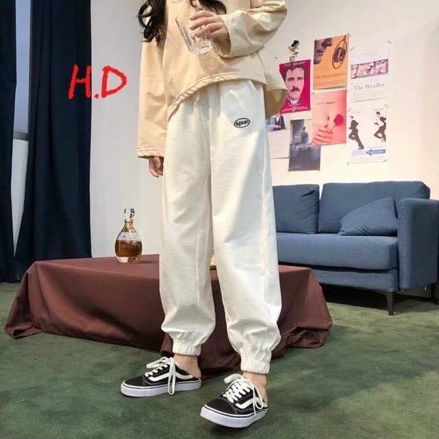 Quần Jogger Nữ Dài Ống Rộng Có Bo SPUN (ẢNH THẬT)