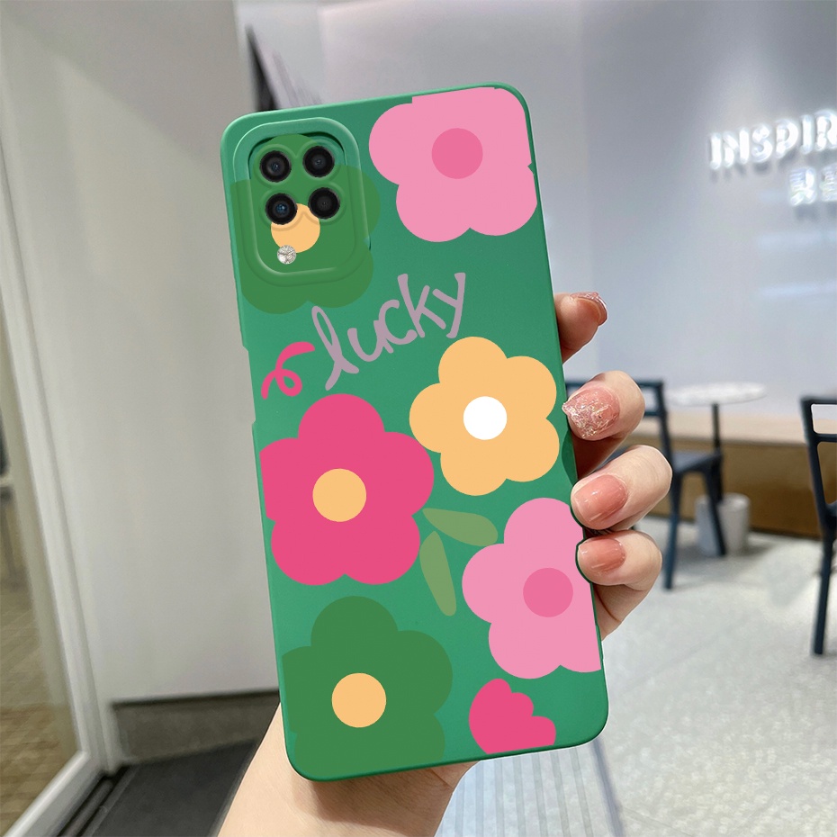 Ốp Điện Thoại Silicon Chống Sốc Họa Tiết Hoa Tím Cho Samsung Galaxy A12 M12 M32 M22 A22 4G 5G