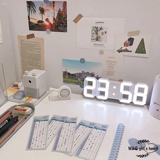 Đồng hồ Minial đèn LED 3D báo thức điện tử treo tường để bàn trang trí số tự động thay đổi độ sáng tự động lưu giờ 