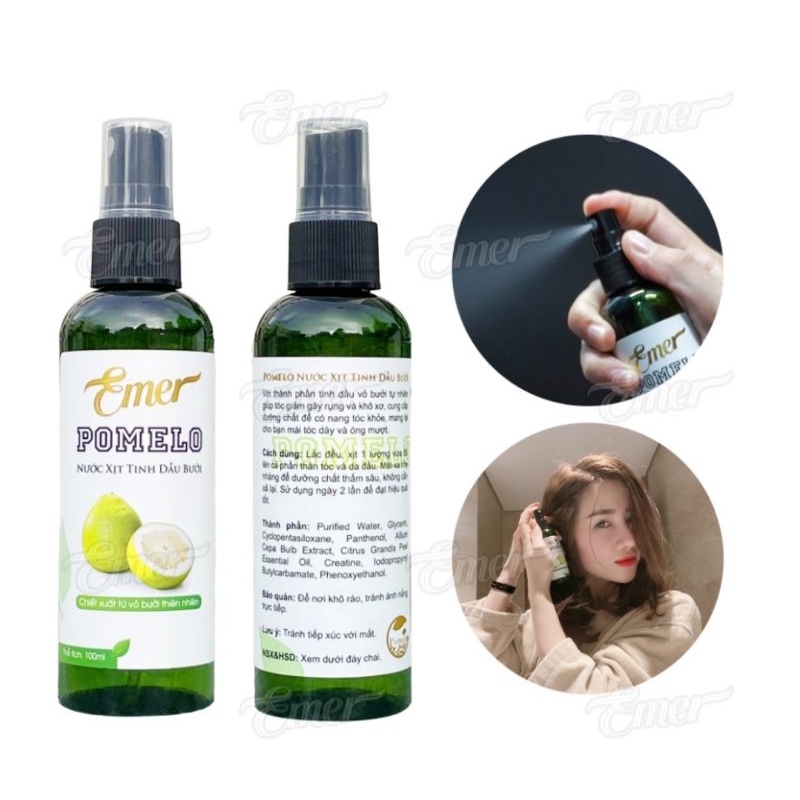 Combo 3 chai xịt mọc tóc tinh dầu bưởi Emer Pomelo - giúp mọc tóc, giảm gãy rụng, nuôi tóc chắc khoẻ, phục hồi