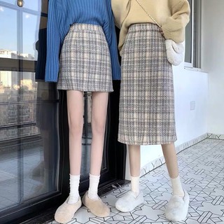 Chân váy dạ kẻ phong cách hàn quốc có ảnh thật ( dư 1 kem ngắn sz m)