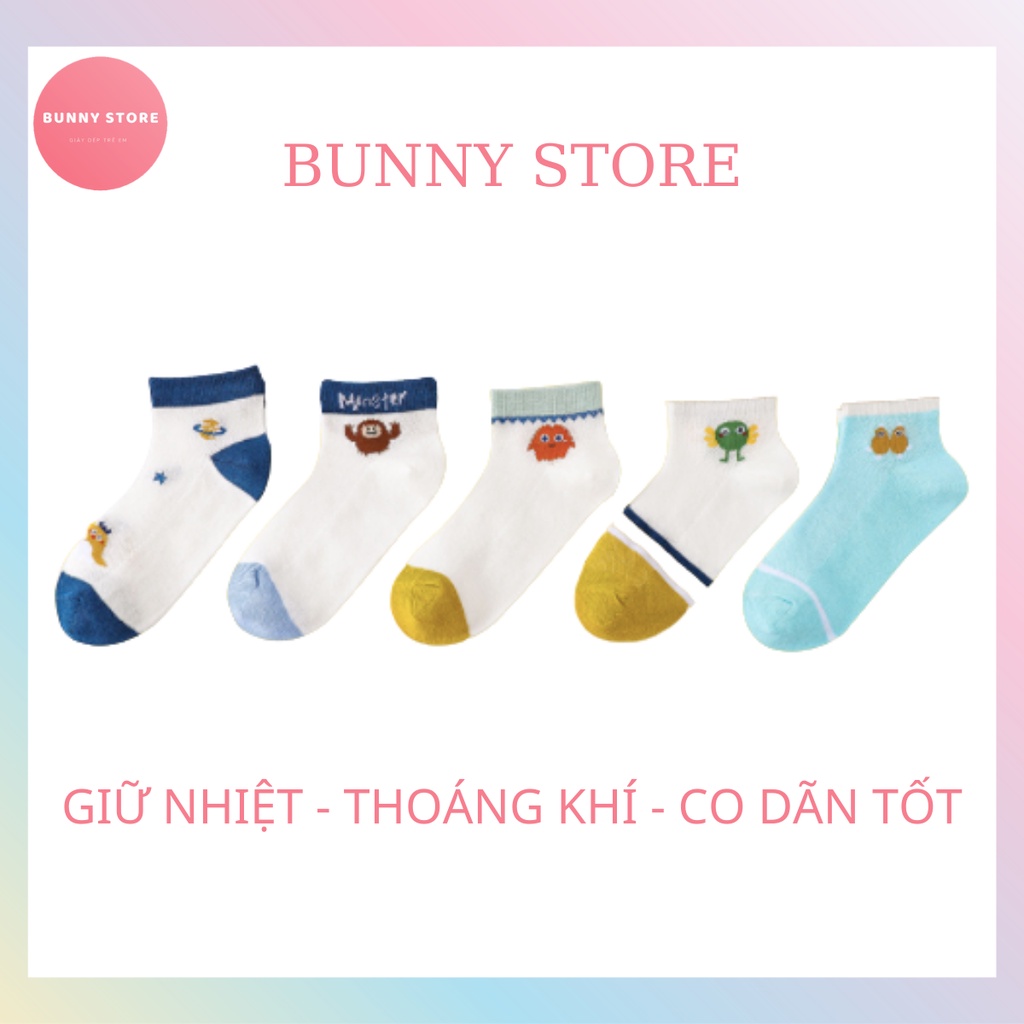 Set 5 Đôi Tất Cho Bé BUNNY Cao Cấp Chất Liệu Giữ Nhiêt, Giữ Ấm Cho Bé Trai Bé Gái