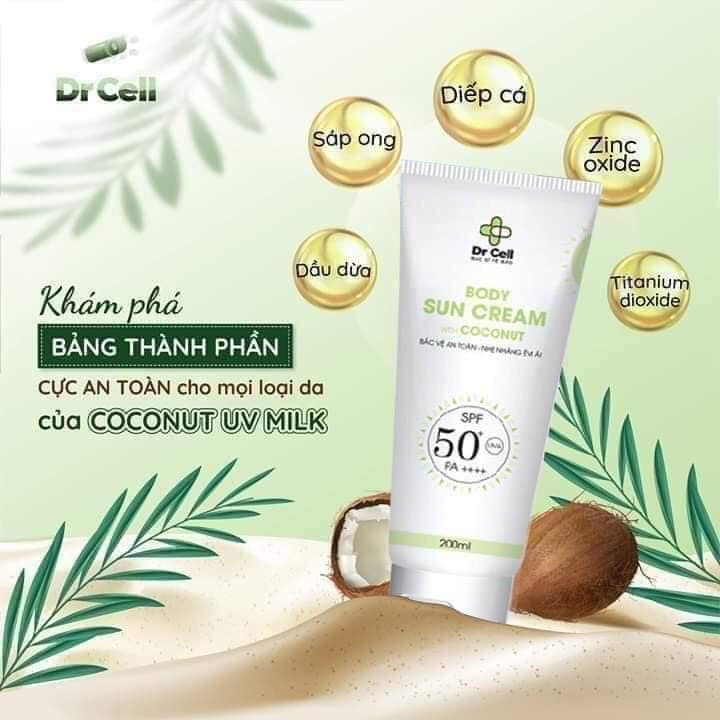 Kem Dưỡng Trắng Body Dừa Coconut Dr Cell