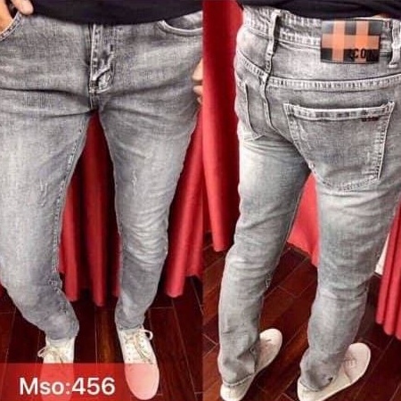 Quần jean nam ống ôm màu xám bạc trơn chất bò co giãn bốn chiều thời trang cao cấp NEWSHOP08