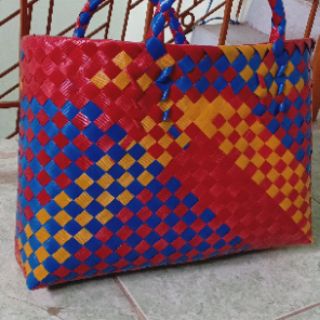 Làn (giỏ) đi chợ thủ công, làn đựng đồ thủ công(chéo)(không chọn màu giao ngẫu nhiên)
