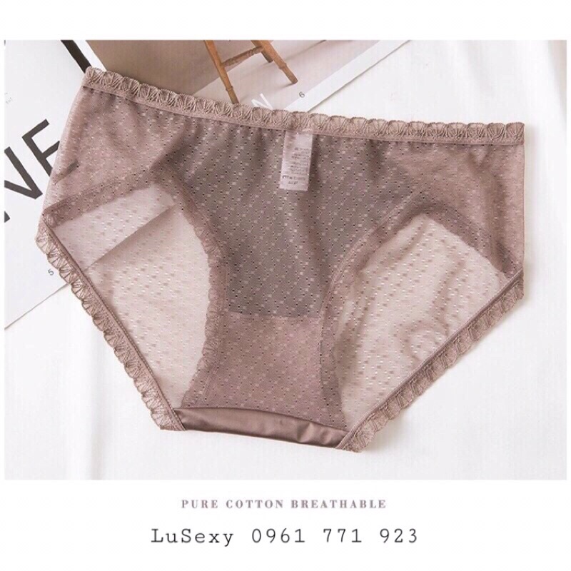 QUẦN LÓT NỮ SEXY CAO CẤP - Quần lót ren phối lụa sang chảnh màu hồng, đen, nâu, xám | BigBuy360 - bigbuy360.vn