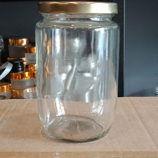 Hủ Thủy Tinh Nắp Vàng 385ml