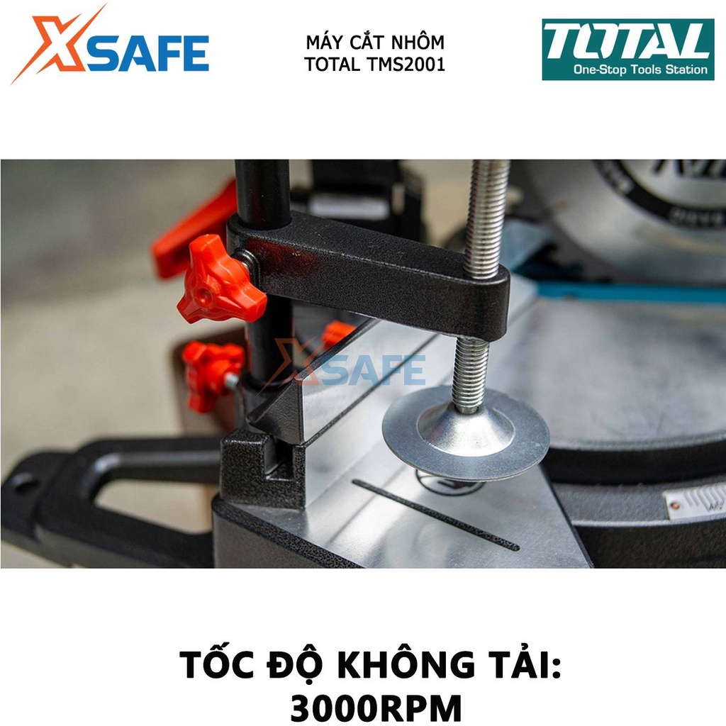 Máy cắt nhôm TOTAL TMS2001 Máy cắt dùng pin 20V Lưỡi cắt 210mmx25.4mmx2.8mm, 3000rpm Cắt góc 45 độ