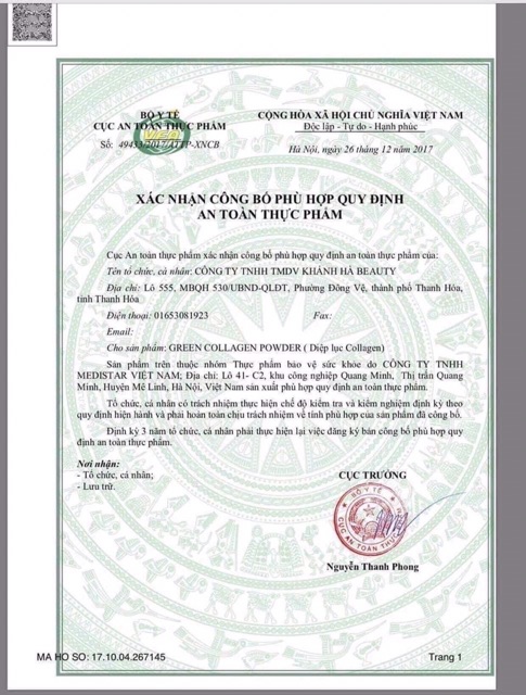 Diệp lục collagen tặng kèm chai pha 500ml | Thế Giới Skin Care